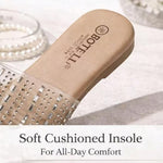 Women’s Clear Rhinestone Slide Sandals – Open-Toe Flat Shoes with Transparent Straps