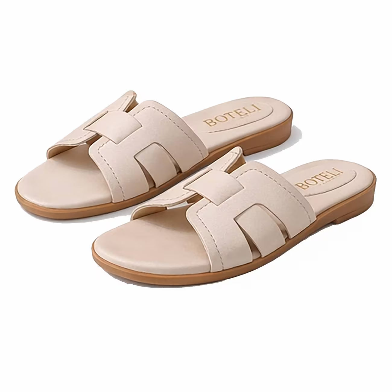 Women’s Low-Heel Slide Sandals – Cut-Out H-Strap Open-Toe Casual Shoes
