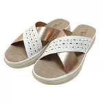 Women’s Crisscross Slide Sandals – Perforated Platform Wedge Summer Shoes