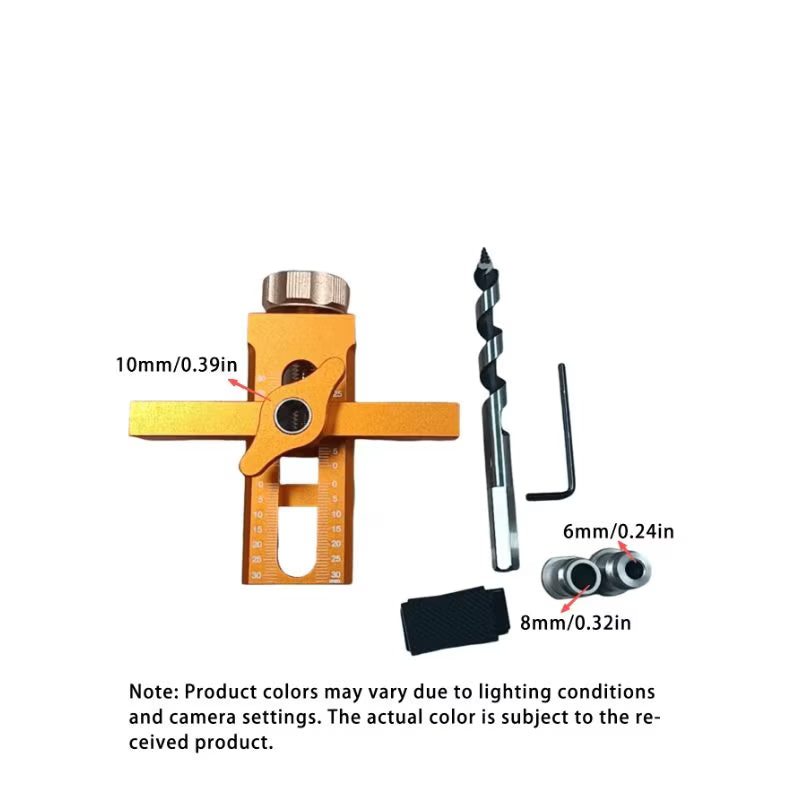 2-in-1 Cabinet Door Installation Template (Orange) - 6/8/10mm Perforated Mounting Jig with 7-40mm Range, Aluminum Alloy Woodworking Tool Kit