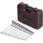 12pcs Flexible Ratchet Wrench Set (8mm-19mm) (silver/gray) - Metric Combo Flex-Head Spanner Kit, Chrome Vanadium Steel with Storage Box