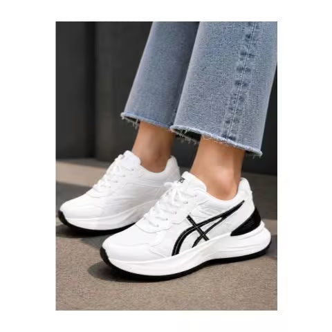 Women’s Lightweight Sport Sneakers – White, Grey & Black
