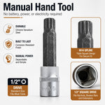M14 Spline Bit Socket – Silver, 1/2-Inch Drive, 4-Inch Long CR-V Triple Square Socket for Ratchet, Automotive Repair & DIY