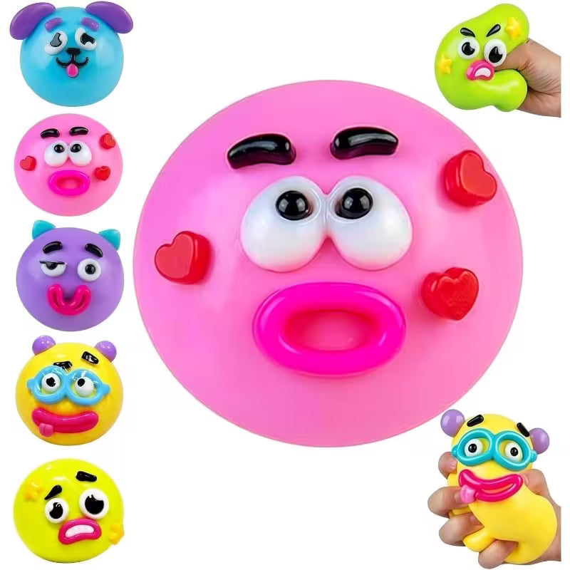 Multicolor Curiosities Smushers Dog Face Swap Stress Ball – Slow-Rise Sensory Fidget Toy for Anxiety Relief