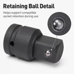 3/4-Inch Female to 1-Inch Male Impact Socket Adapter – Black, Chrome Molybdenum Steel Drive Converter for Impact Wrench & Breaker Bar