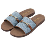 Women’s Flat Sandals with Golden Metal Accents – Open-Toe Summer Shoes