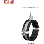 Heavy-Duty GI Screw Hanging Clamp - 15.24cm + 10pcs, Adjustable Split Ring Hanger, Galvanized Iron Hook with Optional Wall & Ceiling Mount, Cable, Towel & Shower Rod Holder for Workshop, Bathroom & Home