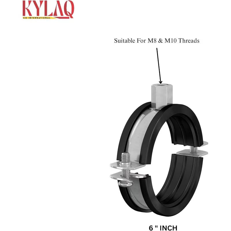 Heavy-Duty GI Screw Hanging Clamp - 15.24cm + 10pcs, Adjustable Split Ring Hanger, Galvanized Iron Hook with Optional Wall & Ceiling Mount, Cable, Towel & Shower Rod Holder for Workshop, Bathroom & Home
