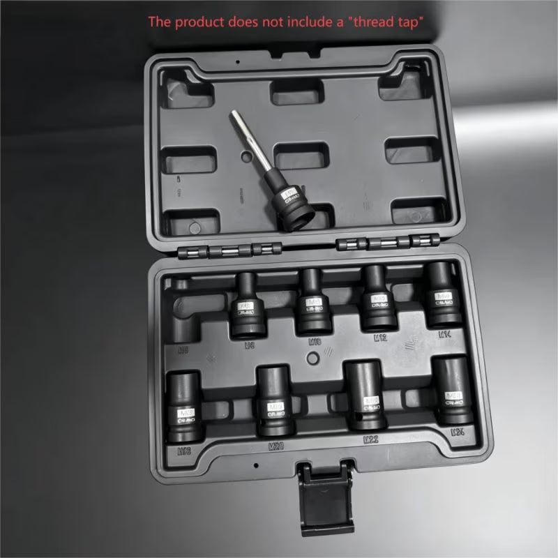 9pcs Socket Adapter Set - 1/2 Inch Drive, M6-M24 Electrical Switch Adapters, 9-Piece Tapered Sleeve Set, Compatible with Impact Drill, Industrial Tools, Durable & Practical Socket Accessories