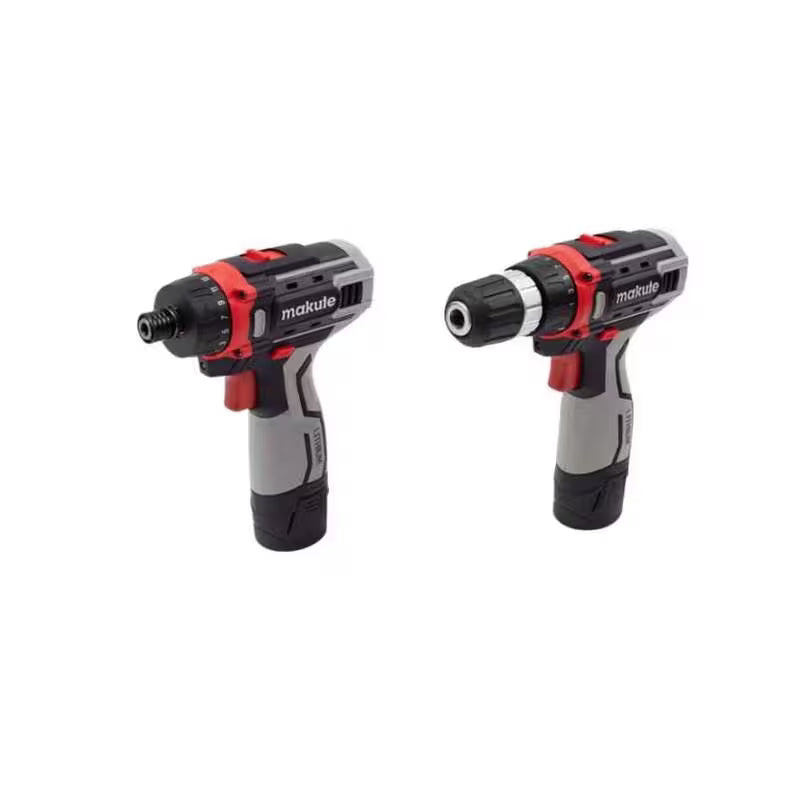 Makute P2-DC01-2B 12V Cordless Drill & Screwdriver Set (Red) – 2-Speed Power Tool Kit with 2 Batteries & Carrying Case