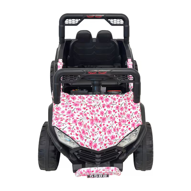 VLRA Super Sport Kids Electric Ride-On Jeep - Pink Off-Road Vehicle with Black Frame, Battery Powered 5-Speed Ride-On Car for Kids Ages 3-5, Outdoor Driving Toy