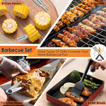 34-Piece Stainless Steel BBQ Grill Tool Set with Carry Bag & Heat-Resistant Gloves