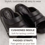 Women’s Quilted Platform Slide Sandals – Cushioned Strap Open-Toe Wedge Shoes