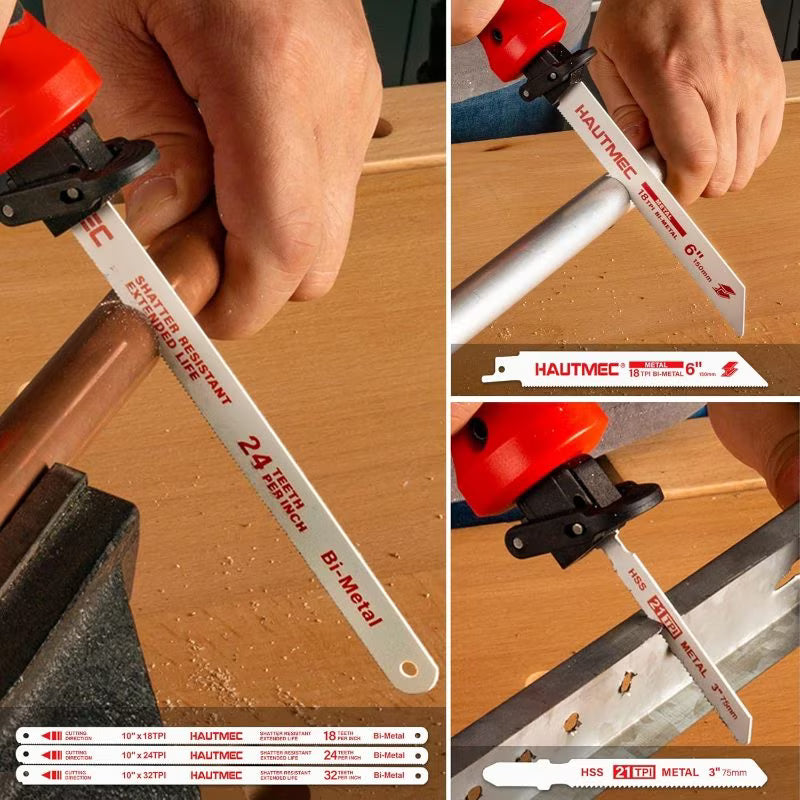 HAUTMEC 10-in-1 Multi-Blade Hand Saw - Default, Quick-Release Change Mechanism, Pro HSS/Bi-Metal Blades, Compact Jap Saw, Versatile Hand Saw for Wood, Metal, Plastic & Drywall