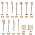 13-Piece Silicone Kitchen Utensil Set with Stainless Steel Handles & Drain Rack