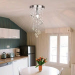 1pc Elegant Crystal Pendant Light - Clear Crystal & Brushed Metal, Modern Semi Flush Mount Ceiling Light, Wired 220-240V, Traditional Chandelier Style, Metal Shade, Suitable for Living Room, Bedroom, Kitchen, Office & Bathroom