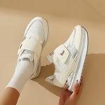 Women's Wedge Platform Sneakers – Patch Strap, Breathable Mesh, Height-Increasing