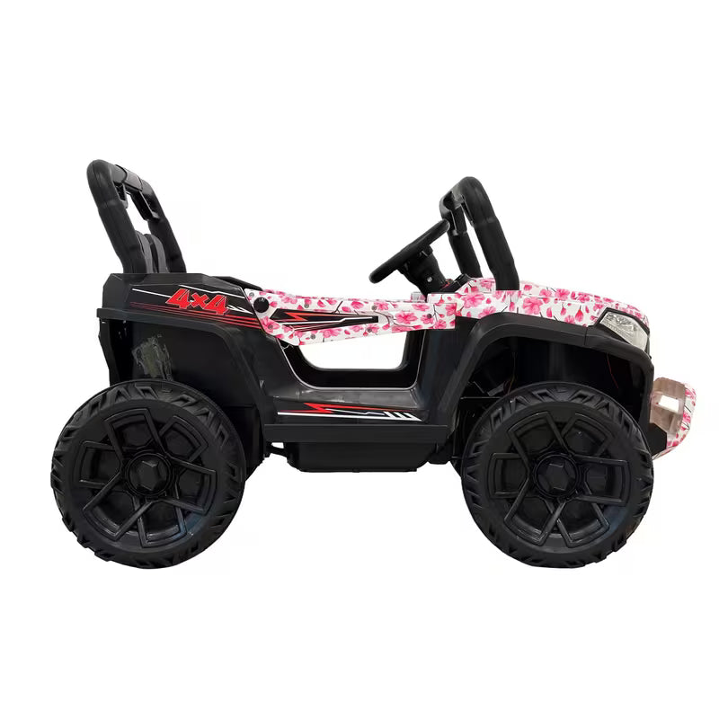 VLRA Super Sport Kids Electric Ride-On Jeep - Pink Off-Road Vehicle with Black Frame, Battery Powered 5-Speed Ride-On Car for Kids Ages 3-5, Outdoor Driving Toy