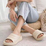 Women’s Quilted Platform Slide Sandals – Cushioned Strap Open-Toe Wedge Shoes
