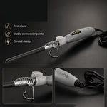 Professional Curling Wand, Ceramic Barrel, Anti-Scald Tip – Gray White