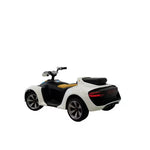 VLRA Kids Electric Ride-On Sports Car - White & Black, LED Lights, Modern Luxury Supercar Style, Battery Powered Vehicle with Leather Seat for Ages 3-6, Children’s Ride-On Car