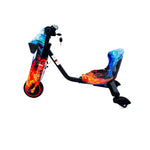 VLRA Kids Drift Car - Black/Blue 36V Battery Powered Ride-On Bike with LED Lights, Electric Drift Car for Kids, Fun Outdoor Riding Toy, Children’s Battery-Powered Vehicle