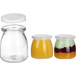 LUXORAQ 6-Piece Glass Yogurt Jars – 100ml Reusable Containers with Lids