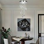 1pc Elegant Crystal Pendant Light - Clear Crystal & Brushed Metal, Modern Semi Flush Mount Ceiling Light, Wired 220-240V, Traditional Chandelier Style, Metal Shade, Suitable for Living Room, Bedroom, Kitchen, Office & Bathroom