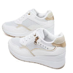 Women's Lightweight Running Sneakers – Breathable Mesh, Side Zipper, Wedge Heel, Insole Lift
