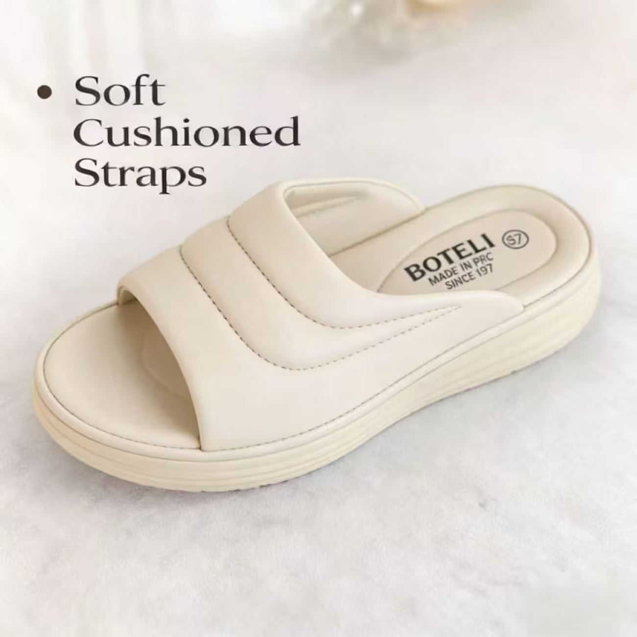 Women’s Quilted Platform Slide Sandals – Cushioned Strap Open-Toe Wedge Shoes