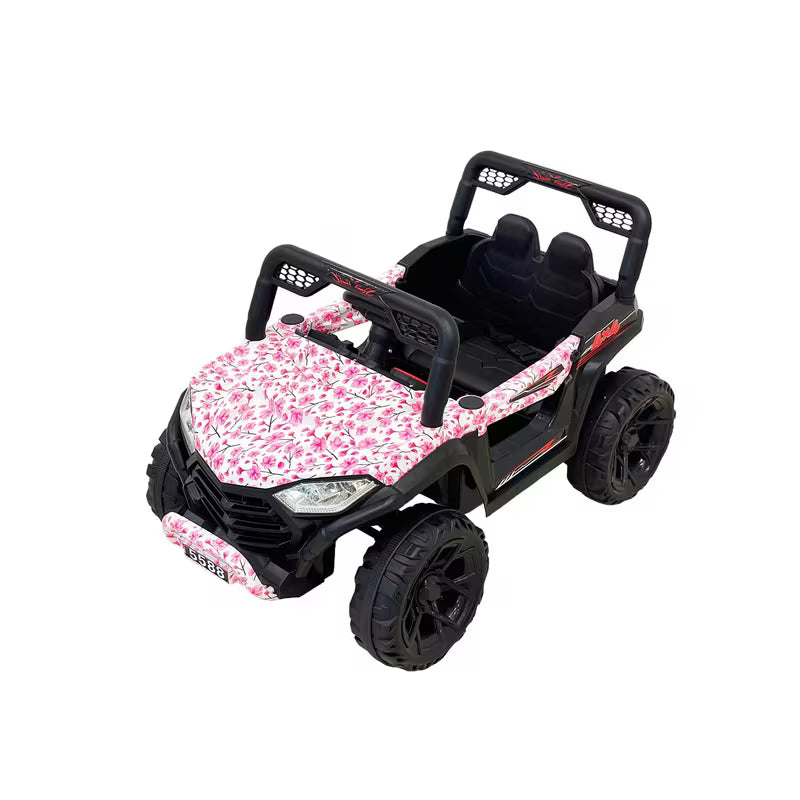 VLRA Super Sport Kids Electric Ride-On Jeep - Pink Off-Road Vehicle with Black Frame, Battery Powered 5-Speed Ride-On Car for Kids Ages 3-5, Outdoor Driving Toy