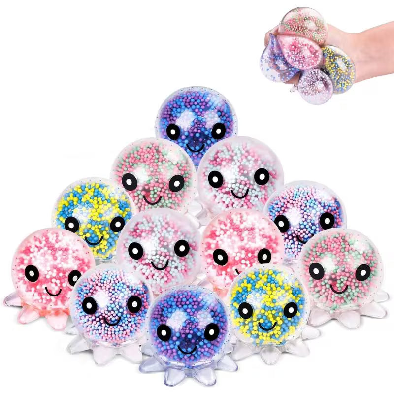 Mixed Color 12-Pack Cute Fidget Octopus Stress Balls – Large Rubber Sensory Toys for Anxiety Relief