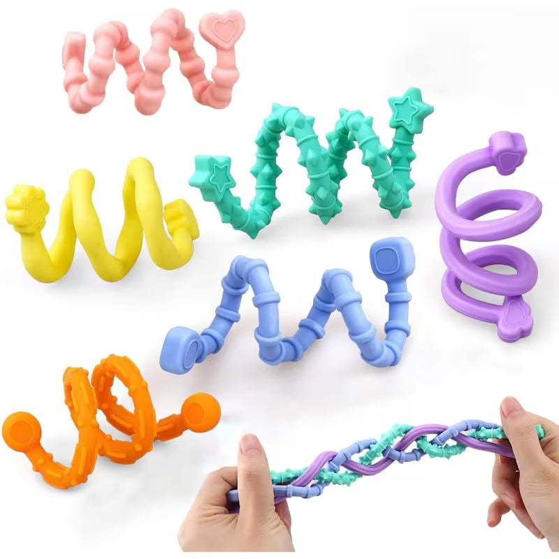 Mixed Color 6-Piece Sensory Sticks Fidget Toys – Flexible Silicone Calming Sticks for Stress Relief