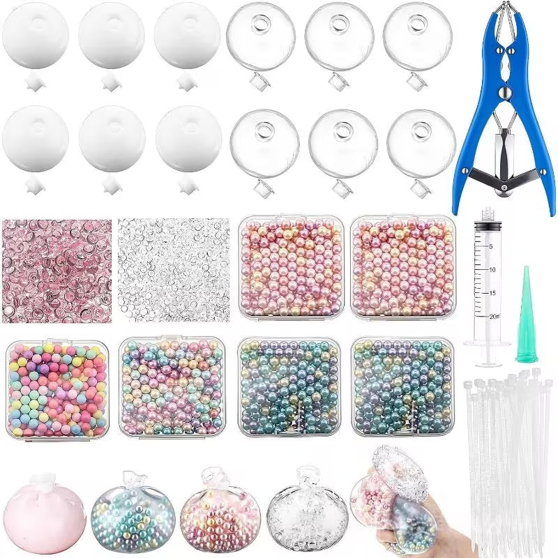 Mixed Color Stress Ball Making Kit – DIY Pressure Anxiety Relief Set with TPR Skins & Vacuum Tool