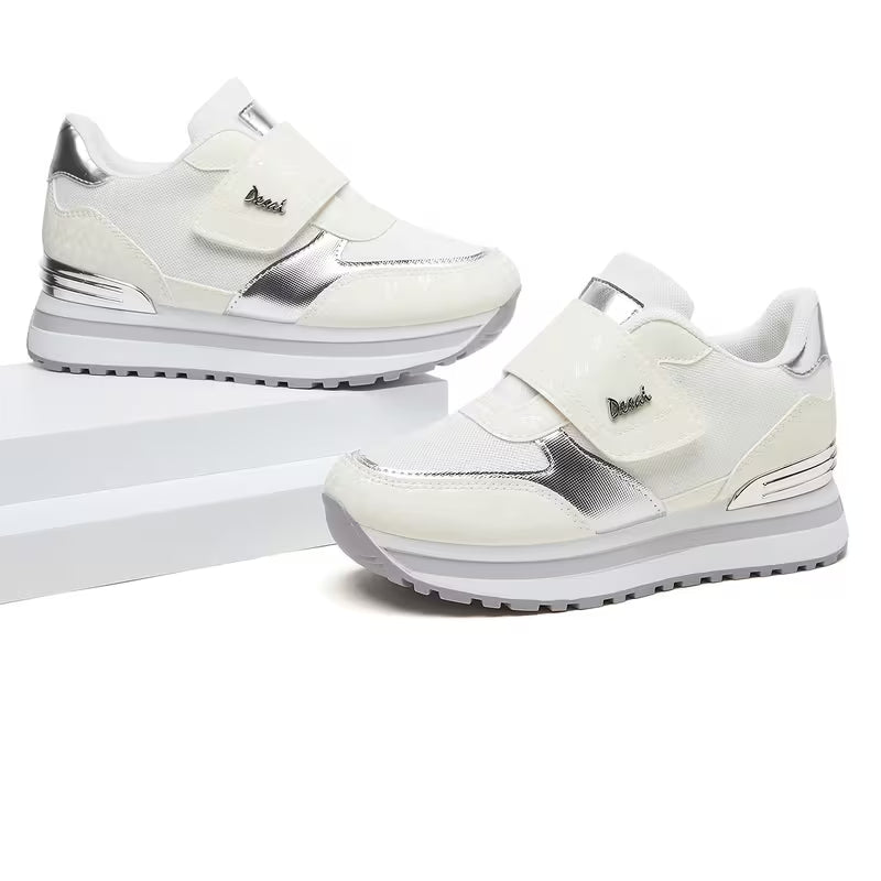 Women's Thick-Sole Sneakers – Height-Increasing, Solid Color, Fashionable Casual Sports Shoes