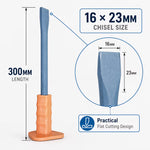 300mm Flat Masonry Chisel with Hand Guard (Gray) - 16 x 23mm Reinforced Hand Chisel for Concrete, Brick & Wall Work