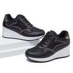 Women's Lightweight Running Sneakers – Breathable Mesh, Side Zipper, Wedge Heel, Insole Lift