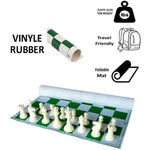 43.18cm X 43.18cm Tournament Chess Vinyl Foldable Chess Set - Green Chess Board with Solid Plastic Pieces, Professional Tournament Chess Game, Portable Foldable Board for Adults & Players