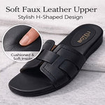 Women’s H-Strap Flat Slide Sandals – Lightweight Open-Toe Summer Shoes