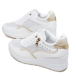 Women's Wedge Sneakers – Thick Sole, Side Zipper, Lace-Up, Breathable Design (Copy)