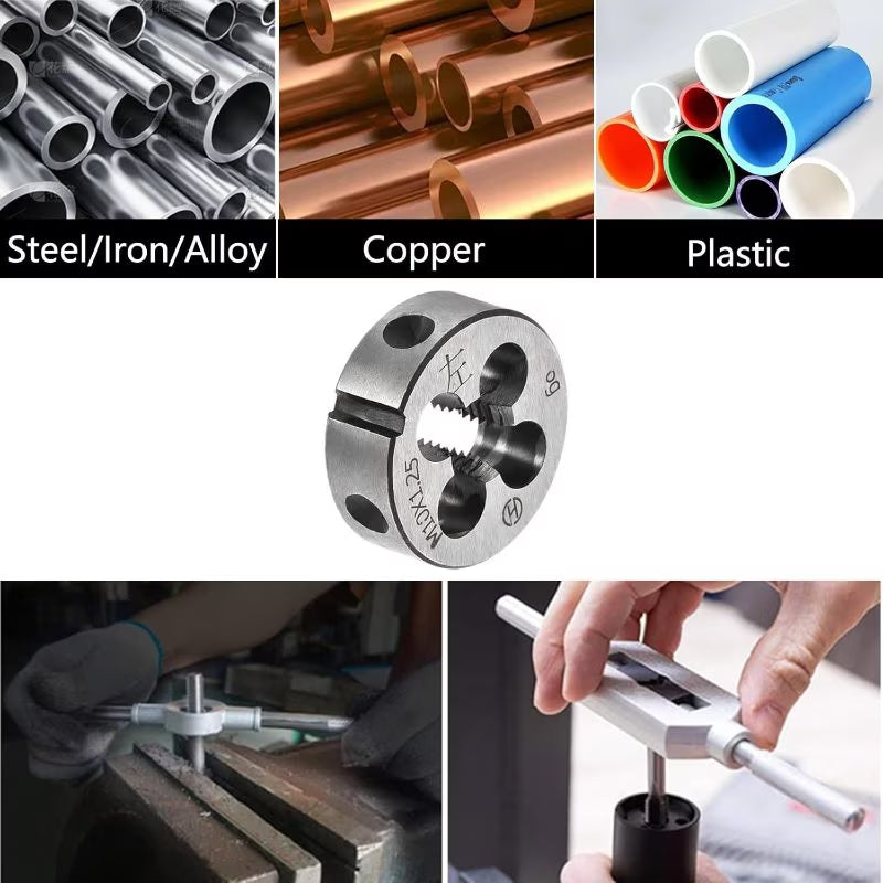 1pc M25 x 1.5 Metric Adjustable Thread Die - Steel Round Die, Right-Hand Threading Tool, External Thread Repair, Correcting & Cleaning Tool for Metal & Plastic