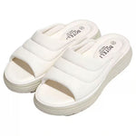 Women’s Quilted Platform Slide Sandals – Cushioned Strap Open-Toe Wedge Shoes