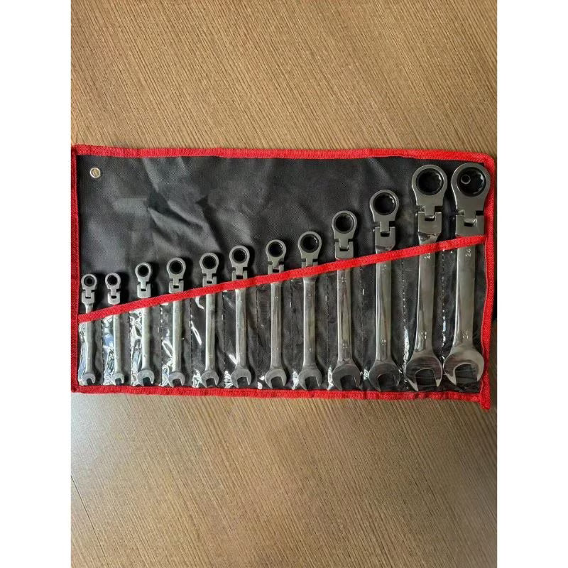 12PCS Reversible Combination Wrench Set – Silver & Black, 8–19mm Aluminum Alloy Hand Wrenches with Durable Design for Automotive, Workshop, Repair & DIY Use