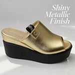 Ladies’ Open-Toe Wedge Mule Sandals – Elevated Block Heel Party Shoes