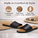 Women’s Flat Slide Sandals – Cushioned Insole Non-Slip Casual Summer Shoes
