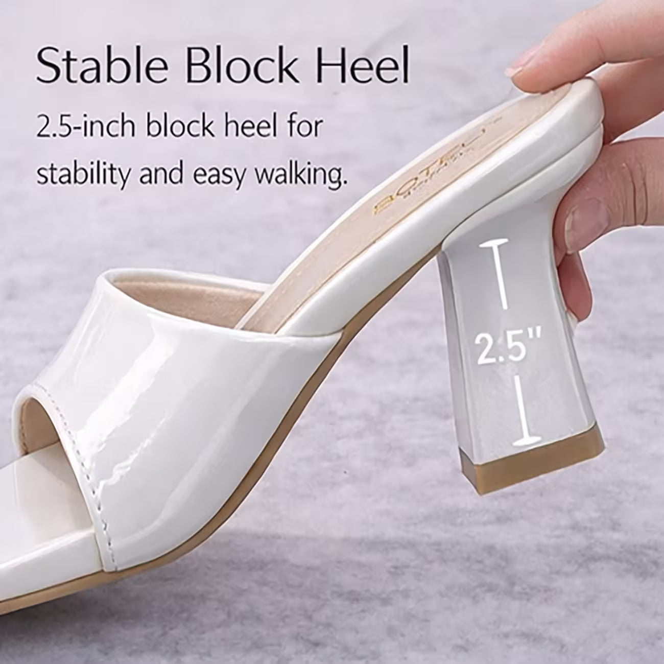 Chic Patent Mules – Square Toe, Block Heel, Slip-On Design