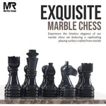Premium Handcrafted Oceanic Chess Set 38.1 cm - Black Chess Board with 32pcs Pieces & 2 Queens, Luxury Travel Chess Game, Elegant Modern Home Decor, Storage Box Included