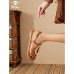 Women’s Summer Square-Toe Flat Flip-Flops – Solid-Color Beach Sandals
