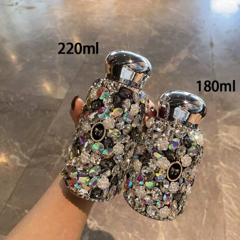 Luxury Rhinestone Insulated Water Bottle – Unisex Straw Cup, Portable Vacuum Flask
