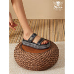 Women’s Buckle Studded Flat Sandals – Vintage Open-Toe Ankle-Strap Shoes